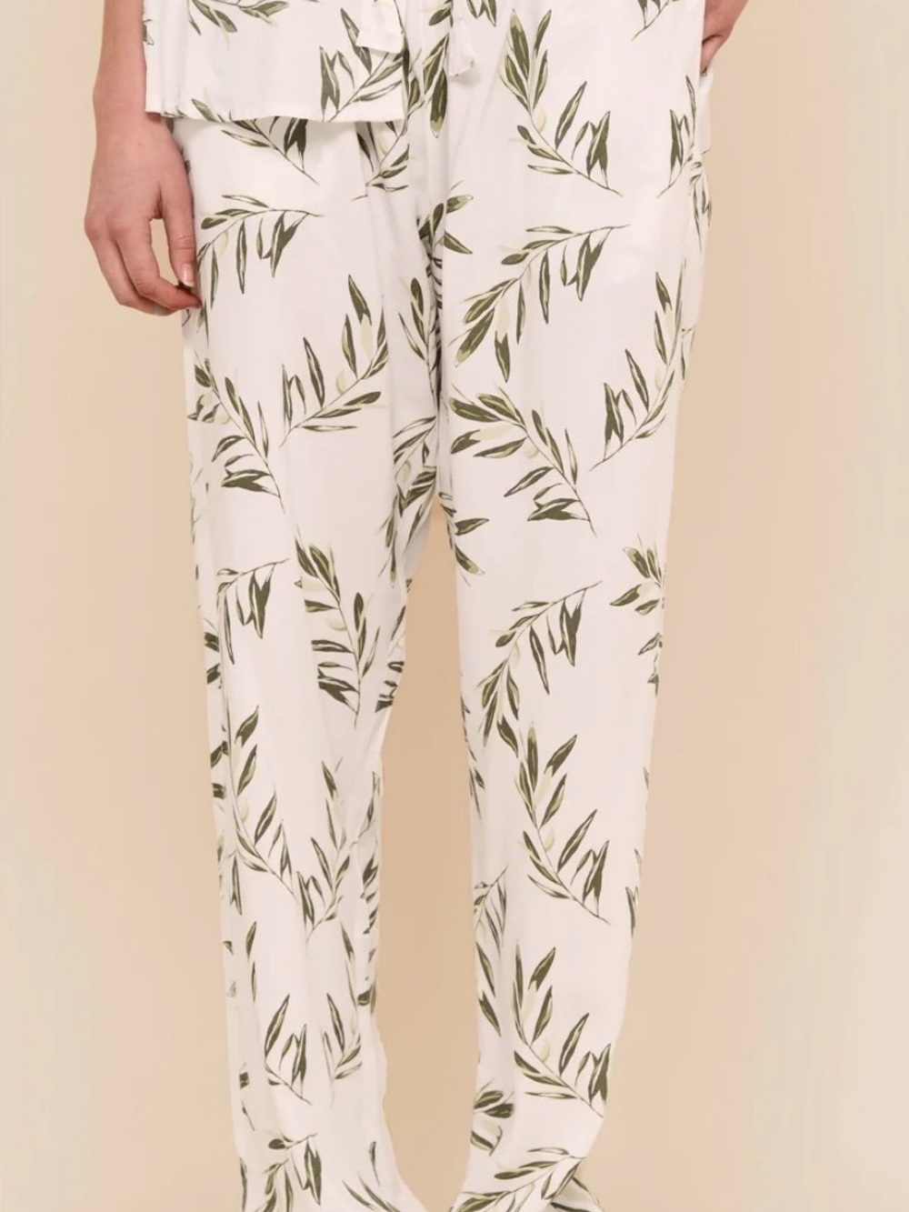 Maggie Pajama Bottoms- Long Pants - Olive Leaf by Piyama, Size XS